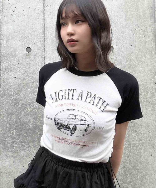 AS KNOW AS plus(アズノゥアズプラス)の「●ドロスト付きリブラグラン半袖Tシャツ(Tシャツ/カットソー・レディース・ブラウン/レッド/ブラック/ブラック系/ネイビー系/ブラウン系・FREE)」の8枚目の写真