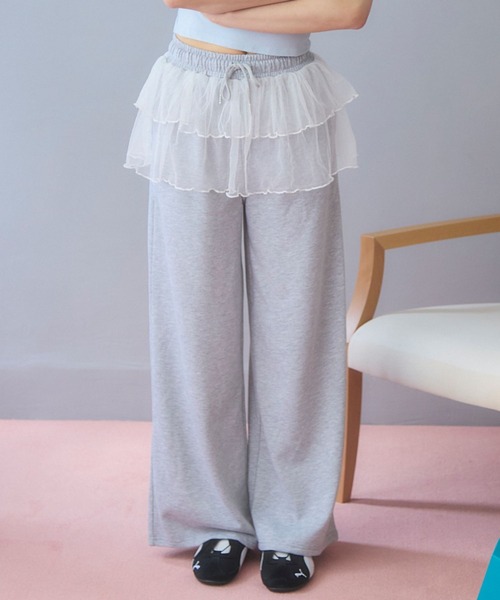 3.3 Field Trip (3.3フィールドトリップ)の「3.3 Field Trip/レース付きスウェットパンツ(スウェットパンツ・レディース・ブラック/グレー・FREE)」の1枚目の写真