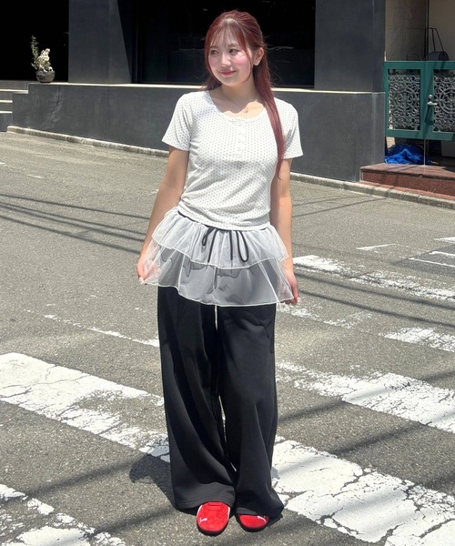 3.3 Field Trip (3.3フィールドトリップ)の「3.3 Field Trip/レース付きスウェットパンツ(スウェットパンツ・レディース・ブラック/グレー・FREE)」の3枚目の写真