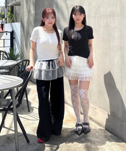 3.3 Field Trip (3.3フィールドトリップ)の「3.3 Field Trip/レース付きスウェットパンツ(スウェットパンツ・レディース・ブラック/グレー・FREE)」の6枚目の写真