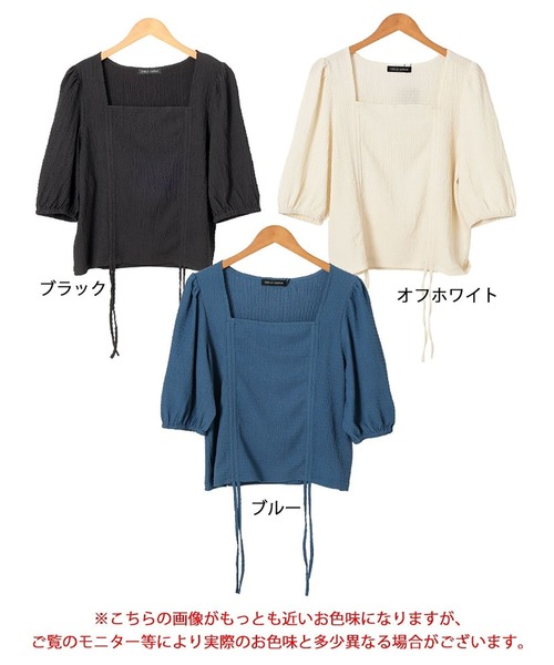 GOLDJAPAN(ゴールドジャパン)の「前絞りスクエアネックトップス【大きいサイズ対応】(シャツ/ブラウス・レディース・ブルー/オフホワイト/ブラック・LL/3L/5L/4L)」の19枚目の写真