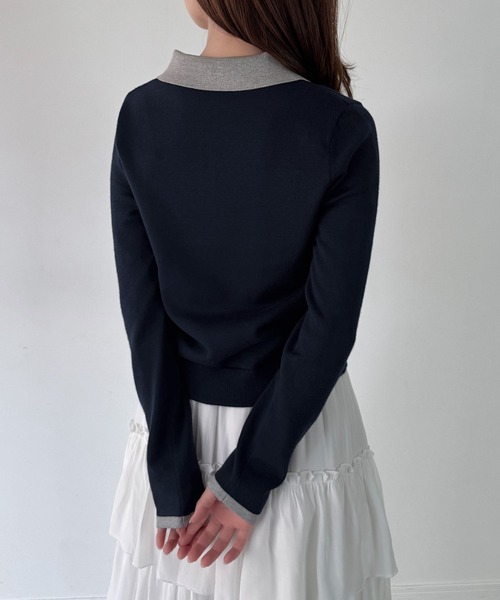 セール】ラメ襟配色ポロニット（ニット/セーター）｜mipiarl