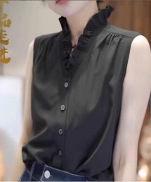 CHANEL ブラック フリル タンクトップ Mサイズ タンクトップ（ブラック/黒色系・フリル）ファッション通販 - ZOZOTOWN