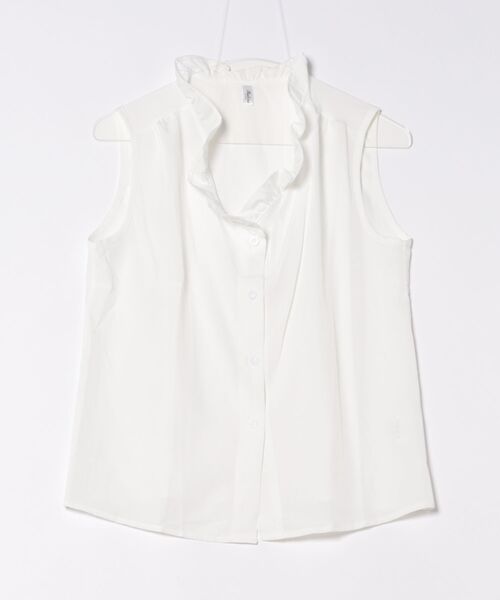 BLANC FICELLE(ブランフィセル)の「フリルネック ノースリーブ(タンクトップ・レディース・ブラック/ホワイト・M/L/XL)」の4枚目の写真