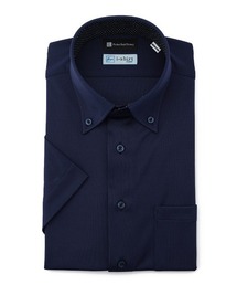 Perfect Suit FActory | 【冷感/完全ノーアイロン】半袖アイシャツ【アイスセンサー】ボタンダウン　ブラック/ネイビー(ビジネスシャツ)