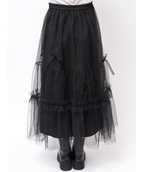 jouetie（ジュエティ）の「チュールリボンロングスカート（スカート・レディース・ブラック/オフホワイト・MEDIUM）」の18枚目の写真