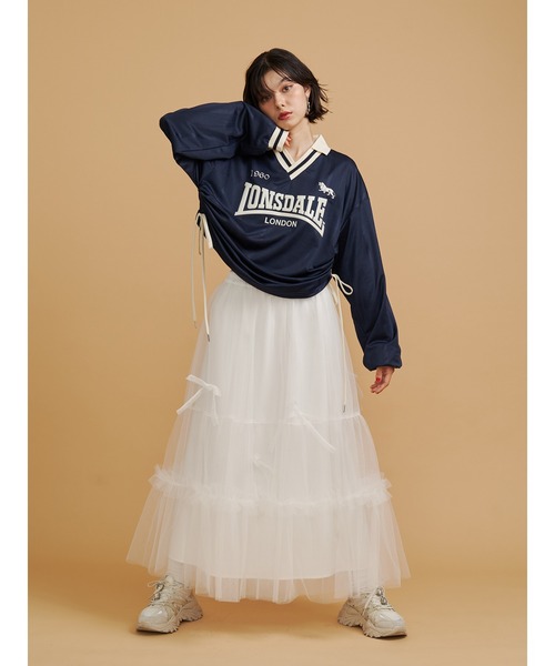 jouetie（ジュエティ）の「チュールリボンロングスカート（スカート・レディース・ブラック/オフホワイト・MEDIUM）」の11枚目の写真