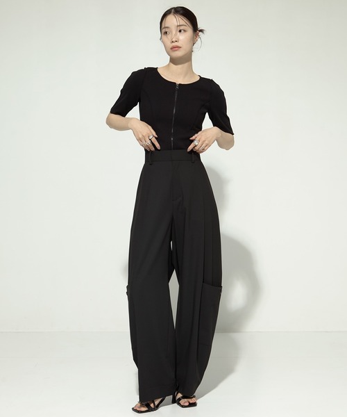 STUDIOUS（ステュディオス）の「【STUDIOUS/ステュディオス】Barrel Leg Cargo Trousers/バレルレッグカーゴトラウザー（スラックス・レディース・ダークグレー/ブラック・1/2）」の13枚目の写真