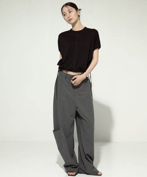 STUDIOUS（ステュディオス）の「【STUDIOUS/ステュディオス】Barrel Leg Cargo Trousers/バレルレッグカーゴトラウザー（スラックス・レディース・ダークグレー/ブラック・1/2）」の14枚目の写真
