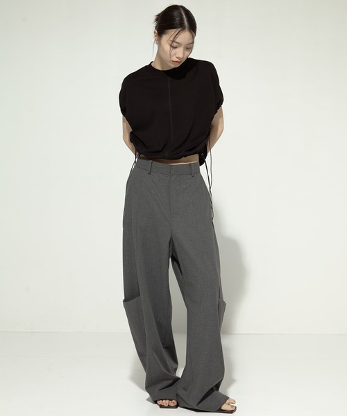 STUDIOUS（ステュディオス）の「【STUDIOUS/ステュディオス】Barrel Leg Cargo Trousers/バレルレッグカーゴトラウザー（スラックス・レディース・ダークグレー/ブラック・1/2）」の12枚目の写真