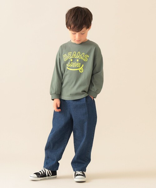 BEAMS mini（ビームスミニ）の「スマイルロゴ ビッグ ロングスリーブ Tシャツ 2025FW（90～140cm）（Tシャツ/カットソー・キッズ・ホワイト系その他5/オリーブ/クリーム/ピンク・90/110/140/100/120/130）」の22枚目の写真