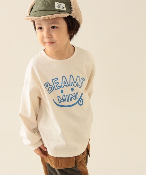 BEAMS mini（ビームスミニ）の「スマイルロゴ ビッグ ロングスリーブ Tシャツ 2025FW（90～140cm）（Tシャツ/カットソー・キッズ・ホワイト系その他5/オリーブ/クリーム/ピンク・90/110/140/100/120/130）」の17枚目の写真