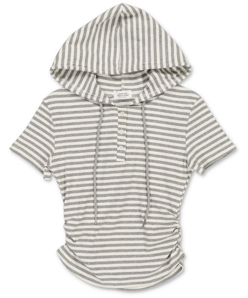 SPINNS（スピンズ）の「半袖パーカーカットソー/ボーダー/ヘンリーネック/ウィッシュコア（Tシャツ/カットソー・レディース・ブラック/チャコールグレー×ブラック/グレー・ONESIZE）」の19枚目の写真