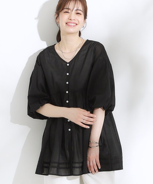 SHOO・LA・RUE(シューラルー)の「【S-LL】一枚で着映え バルーンスリーブブラウス(シャツ/ブラウス・レディース・オレンジ/ブラック/ブルー系その他・01/03/04/02)」の1枚目の写真