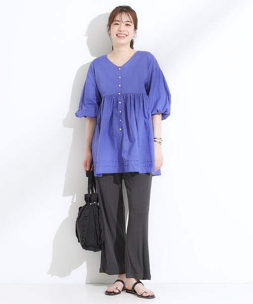 SHOO・LA・RUE(シューラルー)の「【S-LL】一枚で着映え バルーンスリーブブラウス(シャツ/ブラウス・レディース・オレンジ/ブラック/ブルー系その他・01/03/04/02)」の6枚目の写真