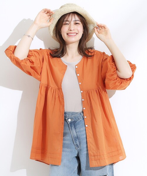 SHOO・LA・RUE(シューラルー)の「【S-LL】一枚で着映え バルーンスリーブブラウス(シャツ/ブラウス・レディース・オレンジ/ブラック/ブルー系その他・01/03/04/02)」の12枚目の写真