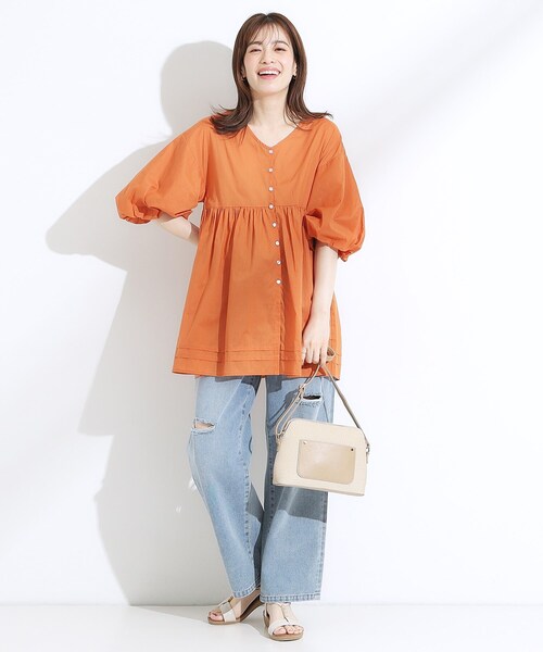 SHOO・LA・RUE(シューラルー)の「【S-LL】一枚で着映え バルーンスリーブブラウス(シャツ/ブラウス・レディース・オレンジ/ブラック/ブルー系その他・01/03/04/02)」の14枚目の写真