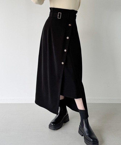 junoah(ジュノア)の「薄手スリットロングスカート(スカート・レディース・ブラック/アイボリー/チャコール・MEDIUM/SMALL/LARGE)」の4枚目の写真