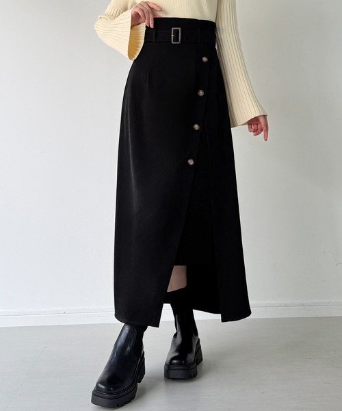 junoah(ジュノア)の「薄手スリットロングスカート(スカート・レディース・ブラック/アイボリー/チャコール・MEDIUM/SMALL/LARGE)」の6枚目の写真