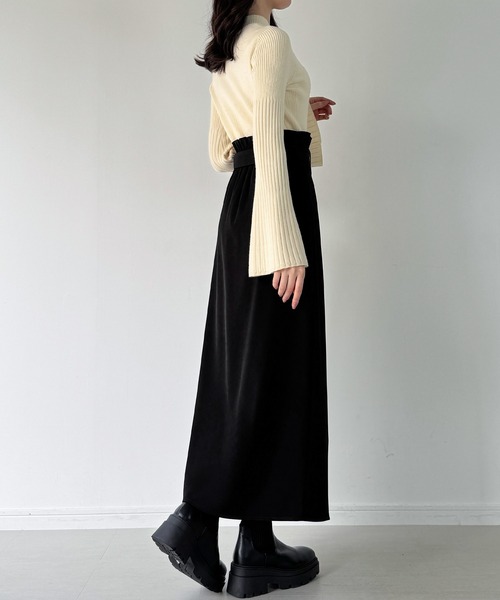junoah(ジュノア)の「薄手スリットロングスカート(スカート・レディース・ブラック/アイボリー/チャコール・MEDIUM/SMALL/LARGE)」の7枚目の写真