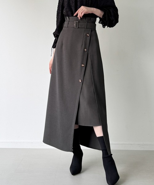 junoah(ジュノア)の「薄手スリットロングスカート(スカート・レディース・ブラック/アイボリー/チャコール・MEDIUM/SMALL/LARGE)」の9枚目の写真