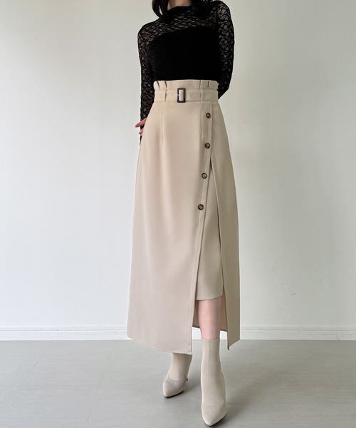 junoah(ジュノア)の「薄手スリットロングスカート(スカート・レディース・ブラック/アイボリー/チャコール・MEDIUM/SMALL/LARGE)」の11枚目の写真