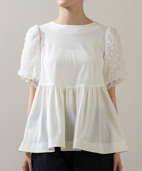 Sono(ソーノ)の「【SONO/ソーノ】【Summer Stretch】パフィブロッサムチュニックPO(Tシャツ/カットソー・レディース・ネイビー/ホワイト/ブラック・F)」の2枚目の写真