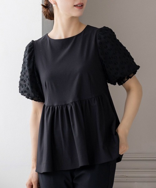 Sono(ソーノ)の「【SONO/ソーノ】【Summer Stretch】パフィブロッサムチュニックPO(Tシャツ/カットソー・レディース・ネイビー/ホワイト/ブラック・F)」の1枚目の写真