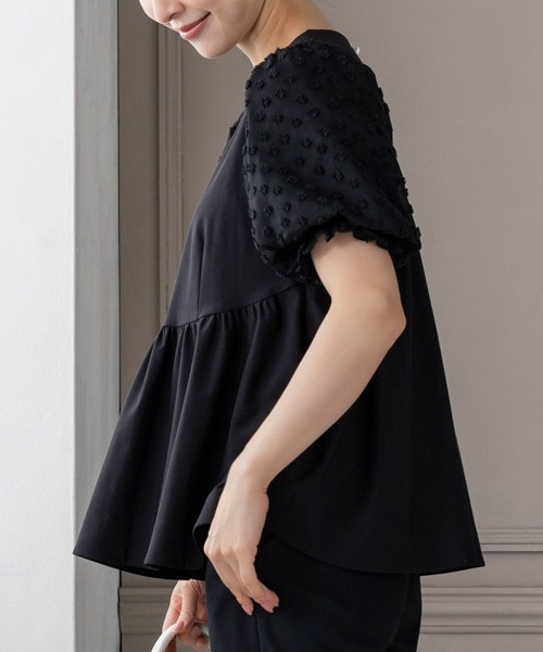 Sono(ソーノ)の「【SONO/ソーノ】【Summer Stretch】パフィブロッサムチュニックPO(Tシャツ/カットソー・レディース・ネイビー/ホワイト/ブラック・F)」の5枚目の写真