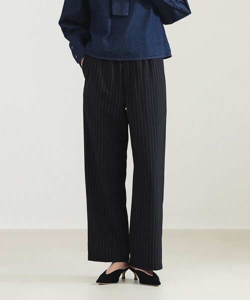Demi-Luxe BEAMS(デミルクス ビームス)の「ポプリン ストライプ イージーパンツ(スラックス・レディース・ネイビー/グレー・38/36)」の2枚目の写真