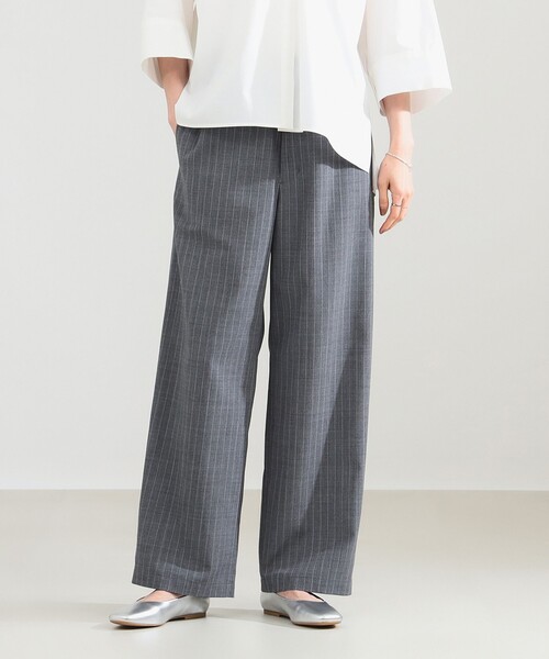 Demi-Luxe BEAMS(デミルクス ビームス)の「ポプリン ストライプ イージーパンツ(スラックス・レディース・ネイビー/グレー・38/36)」の1枚目の写真