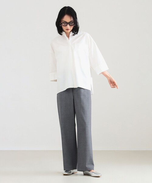 Demi-Luxe BEAMS(デミルクス ビームス)の「ポプリン ストライプ イージーパンツ(スラックス・レディース・ネイビー/グレー・38/36)」の3枚目の写真