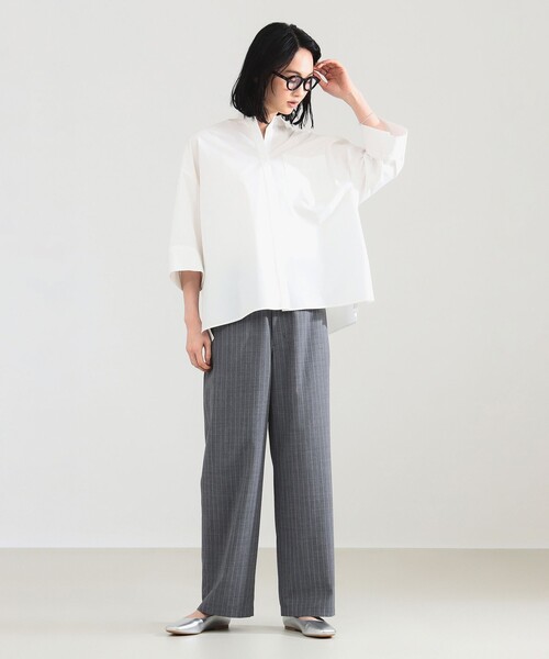 Demi-Luxe BEAMS(デミルクス ビームス)の「ポプリン ストライプ イージーパンツ(スラックス・レディース・ネイビー/グレー・38/36)」の5枚目の写真