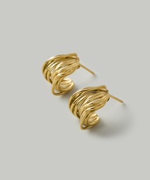 【汗や水に強い】〈ステンレス〉マルチラインボリュームフープピアス