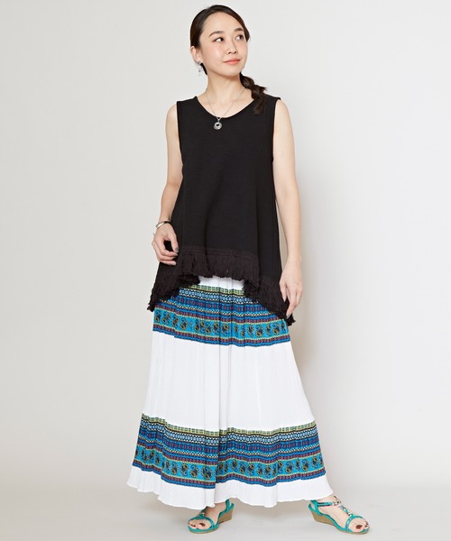 チャイハネ(チャイハネ)の「【チャイハネ】サラパチロングスカート(スカート・レディース・ブラウン/ホワイト/ブラック・FREE)」の7枚目の写真