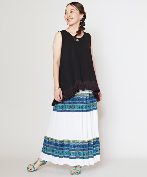 チャイハネ(チャイハネ)の「【チャイハネ】サラパチロングスカート(スカート・レディース・ブラウン/ホワイト/ブラック・FREE)」の8枚目の写真