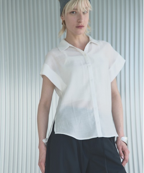 Muel Chic（ミュエルシック）の「Lay sheer shirt  レイシアーシャツ（シャツ/ブラウス・レディース・ミント/ホワイト/ブラック/ライトピンク・FREE）」の8枚目の写真