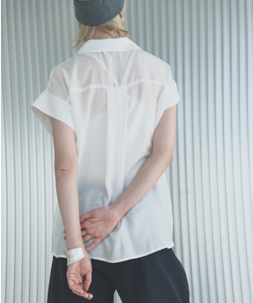 Muel Chic（ミュエルシック）の「Lay sheer shirt  レイシアーシャツ（シャツ/ブラウス・レディース・ミント/ホワイト/ブラック/ライトピンク・FREE）」の11枚目の写真