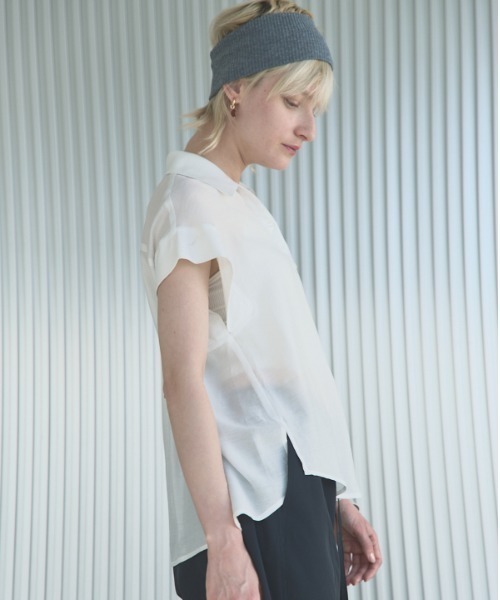Muel Chic（ミュエルシック）の「Lay sheer shirt  レイシアーシャツ（シャツ/ブラウス・レディース・ミント/ホワイト/ブラック/ライトピンク・FREE）」の9枚目の写真