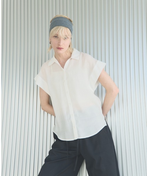 Muel Chic（ミュエルシック）の「Lay sheer shirt  レイシアーシャツ（シャツ/ブラウス・レディース・ミント/ホワイト/ブラック/ライトピンク・FREE）」の10枚目の写真