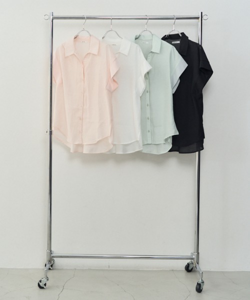 Muel Chic（ミュエルシック）の「Lay sheer shirt  レイシアーシャツ（シャツ/ブラウス・レディース・ミント/ホワイト/ブラック/ライトピンク・FREE）」の7枚目の写真