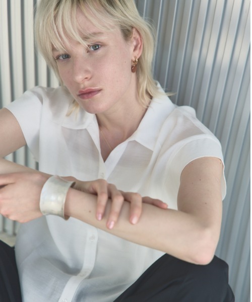 Muel Chic（ミュエルシック）の「Lay sheer shirt  レイシアーシャツ（シャツ/ブラウス・レディース・ミント/ホワイト/ブラック/ライトピンク・FREE）」の12枚目の写真