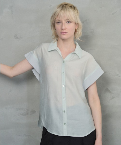 Muel Chic（ミュエルシック）の「Lay sheer shirt  レイシアーシャツ（シャツ/ブラウス・レディース・ミント/ホワイト/ブラック/ライトピンク・FREE）」の21枚目の写真