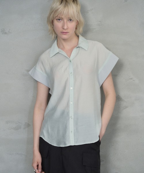 Muel Chic（ミュエルシック）の「Lay sheer shirt  レイシアーシャツ（シャツ/ブラウス・レディース・ミント/ホワイト/ブラック/ライトピンク・FREE）」の22枚目の写真
