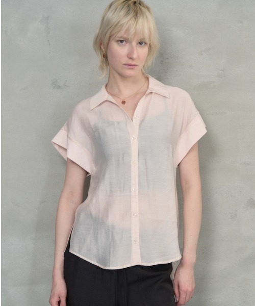 Muel Chic（ミュエルシック）の「Lay sheer shirt  レイシアーシャツ（シャツ/ブラウス・レディース・ミント/ホワイト/ブラック/ライトピンク・FREE）」の6枚目の写真