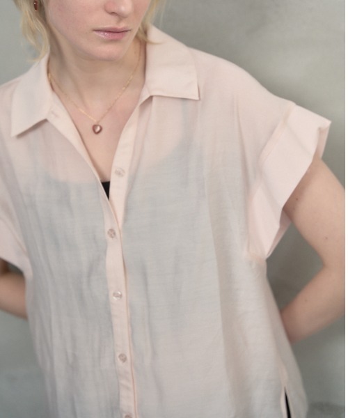 Muel Chic（ミュエルシック）の「Lay sheer shirt  レイシアーシャツ（シャツ/ブラウス・レディース・ミント/ホワイト/ブラック/ライトピンク・FREE）」の5枚目の写真