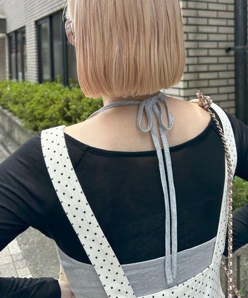 Alley Tokyo(アリートーキョー)の「ホルターキャミとロンT(Tシャツ/カットソー・レディース・グレー/ブラック・FREE)」の5枚目の写真