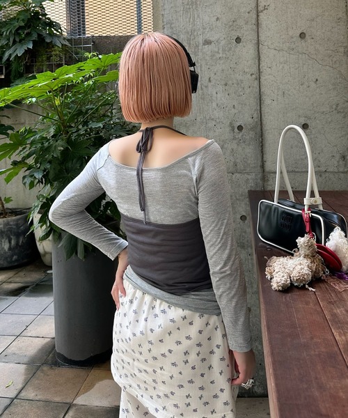 Alley Tokyo(アリートーキョー)の「ホルターキャミとロンT(Tシャツ/カットソー・レディース・グレー/ブラック・FREE)」の7枚目の写真