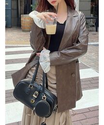 RESEXXY | カフスレースフェイクレザージャケット(テーラードジャケット)