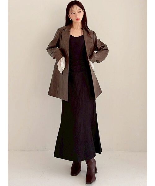 RESEXXY（リゼクシー）の「カフスレースフェイクレザージャケット（テーラードジャケット・レディース・ベージュ/ブラウン/ブラック・FREE）」の8枚目の写真